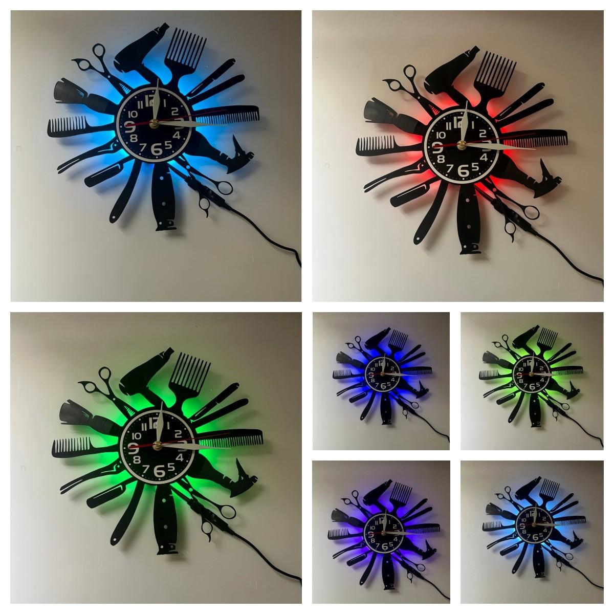 Scissors Comb Shape LED Clock, Numbers & Hands, Clear Easy-Read Design, Ideal for Hair Salons & Styling Studios, Home Decor