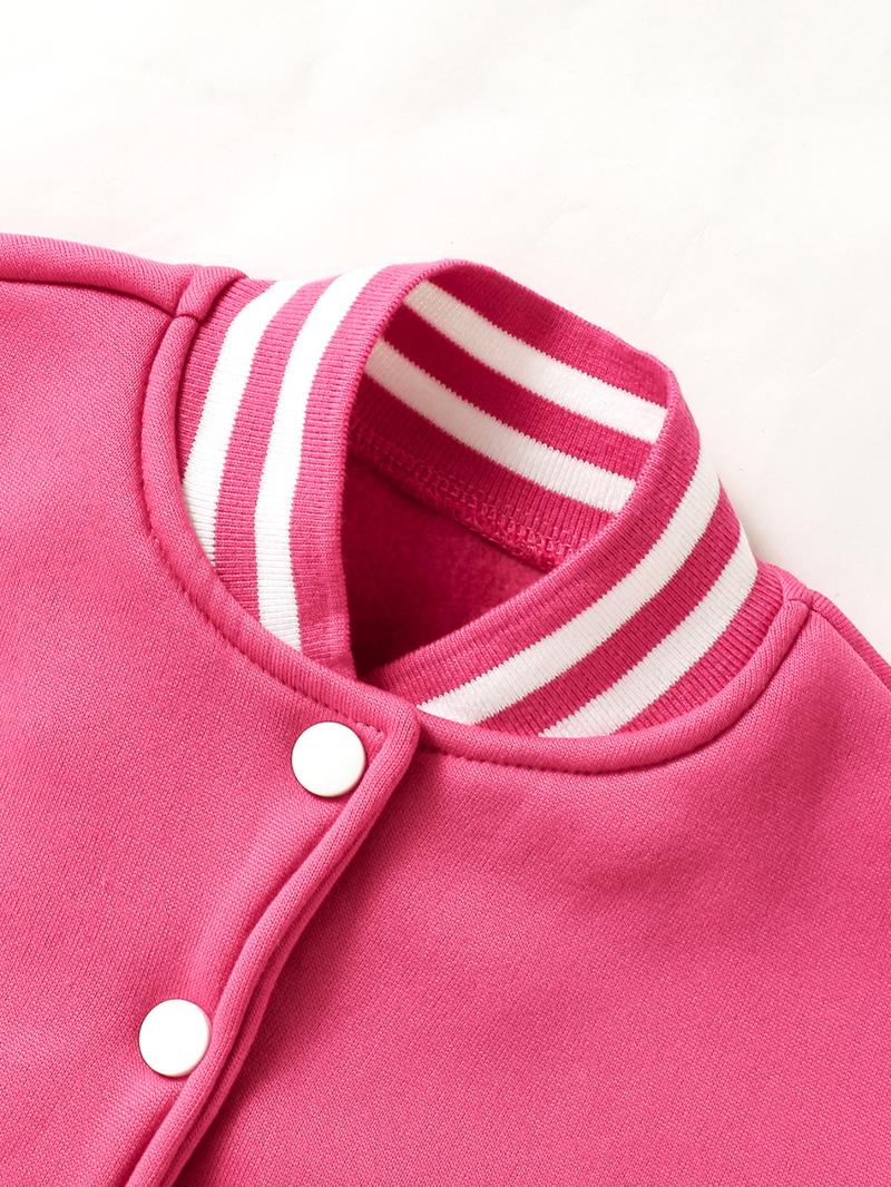 Girls' Kpop Demon Boy & Hunter Girl Group Print Baseball Jacket, Casual Cute Outerwear, Casual Sport School Uniform, Elastic Fabric, Fall Winter Halloween