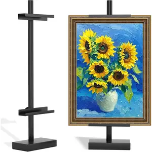 Adjustable Tabletop Easel Stand, Picture Easels for Display Up to 29" H, Metal Picture Frame Holder Stand for Art, Photo (Black)