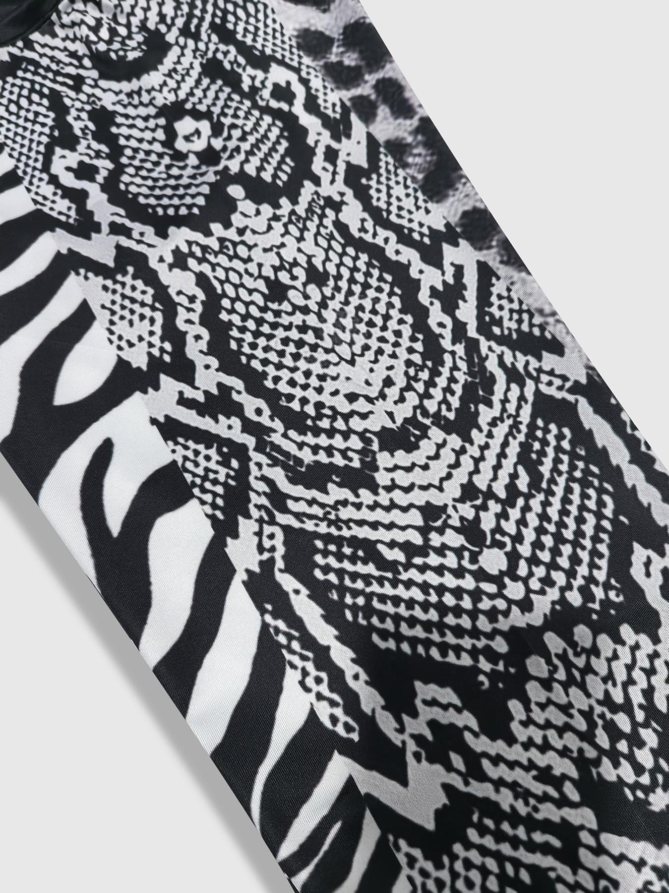 Women's Casual Sporty Yoga Pants, High Waist Butt Lifting Tight Fit, Leopard Snake Zebra Patchwork Printed Sports Leggings