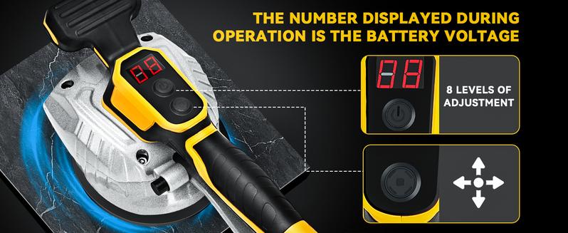 Tile Vibration Leveling Machine Compatible with Dewalt 20V Li-ion Battery, Battery NOT Included, With 8 Adjustable Speed, Suction Cup, Digital Display for Floor Tile Wall