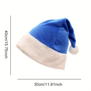 Blue Velvet Christmas Hat for Adults, Festive Holiday Party Accessory, Comfortable & Stylish New Year Celebration Item