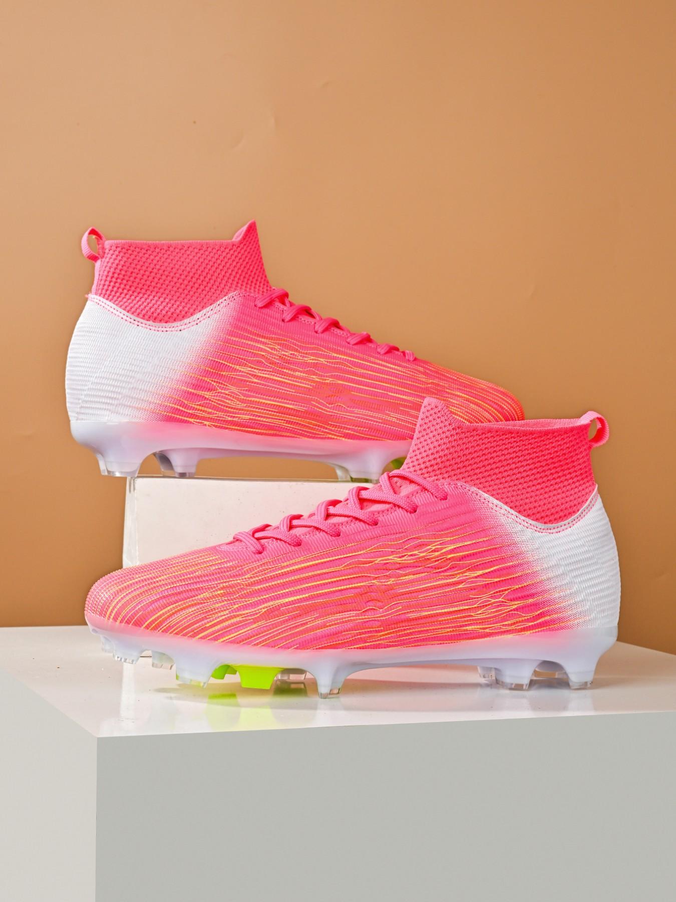 Men's High-Top Soccer Shoes, Football Cleats, Training Soccer Boots, Leather & Mesh, Breathable, Anti-Slip, Lightweight, Fashionable, Ideal for Training & Outdoor Activities