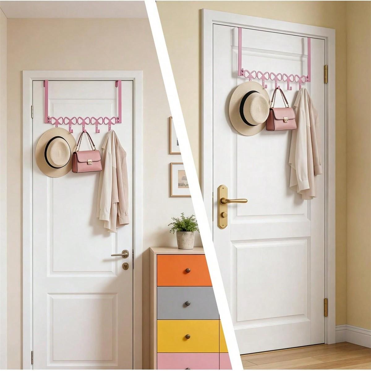 1pc Bow Door Hook, Wall Mounted Towel Rack, Cute Country Style Decor, Decorative Wall Hooks, Suitable for Bedroom Bathroom, Hang Towels Hats Clothes Bags Coats, Wall Hanger Hook