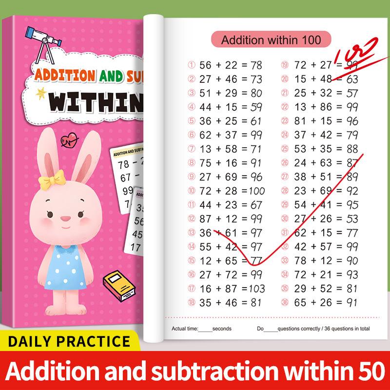 Kindergarten Math Addition Subtraction Workbook, 10-100 Number Practice Book, Early Learning Calculation Exercise Sheet