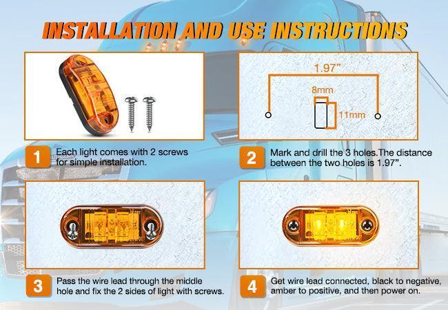 Nilight 2.5 Inch Oval Amber LED Side Marker Light Set (10 Pcs) for Trailers, Trucks, Led Trailer Lights, Truck Lights