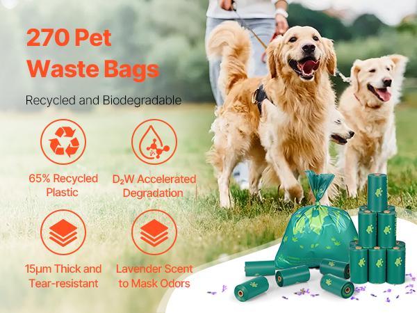 VEVOR Dog Poop Bags, 270 Counts 13x 9 in, Sturdy Thick Pet Waste Bags, Biodegradable HDPE Waste Bag Refill Rolls, Lavender Scented, Leak-Proof Trash Bag for Doggie Cat Pet, Dispenser Not Included VEVOR Dog Poop Bags, 270 Counts 13x 9 in, Sturdy Thick Pet Waste Bags, Biodegradable HDPE Waste Bag Refill Rolls, Lavender Scented, Leak-Proof Trash Bag for Doggie Cat Pet, Dispenser Not Included