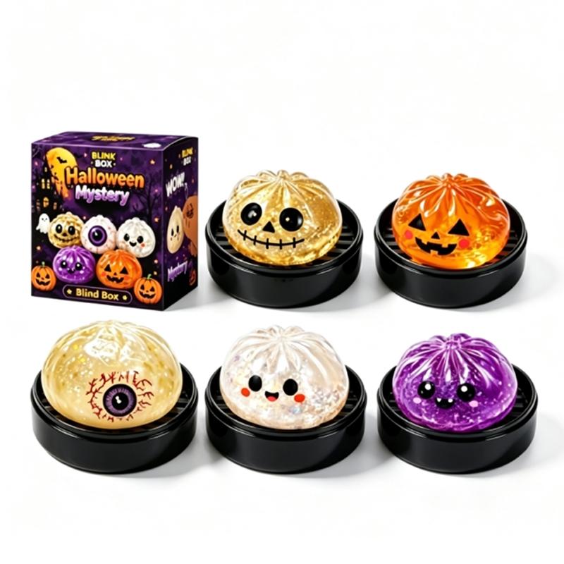 Halloween Theme Blind Box Dumpling Stress Ball Toy, Soft Texture, Anxiety Relief, Sensory Stress Relief Toy, Decompression Squeeze, Ideal for Pressure Release