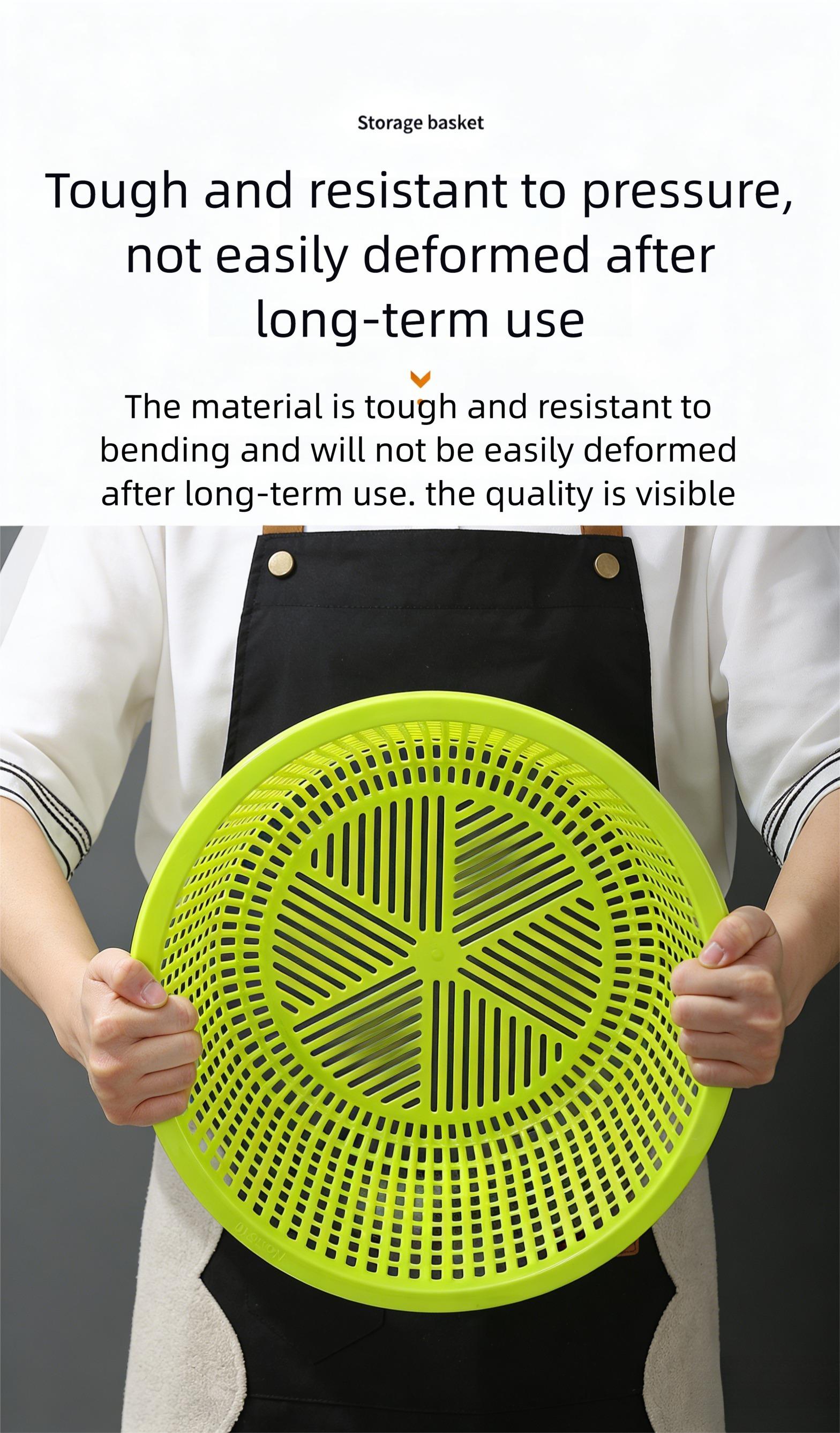 2pcs Stackable Round Plastic Colanders, Thickened Mesh with Drain Holes, Kitchen Multi-Functional Cleaning Basket, Space-Saving Design