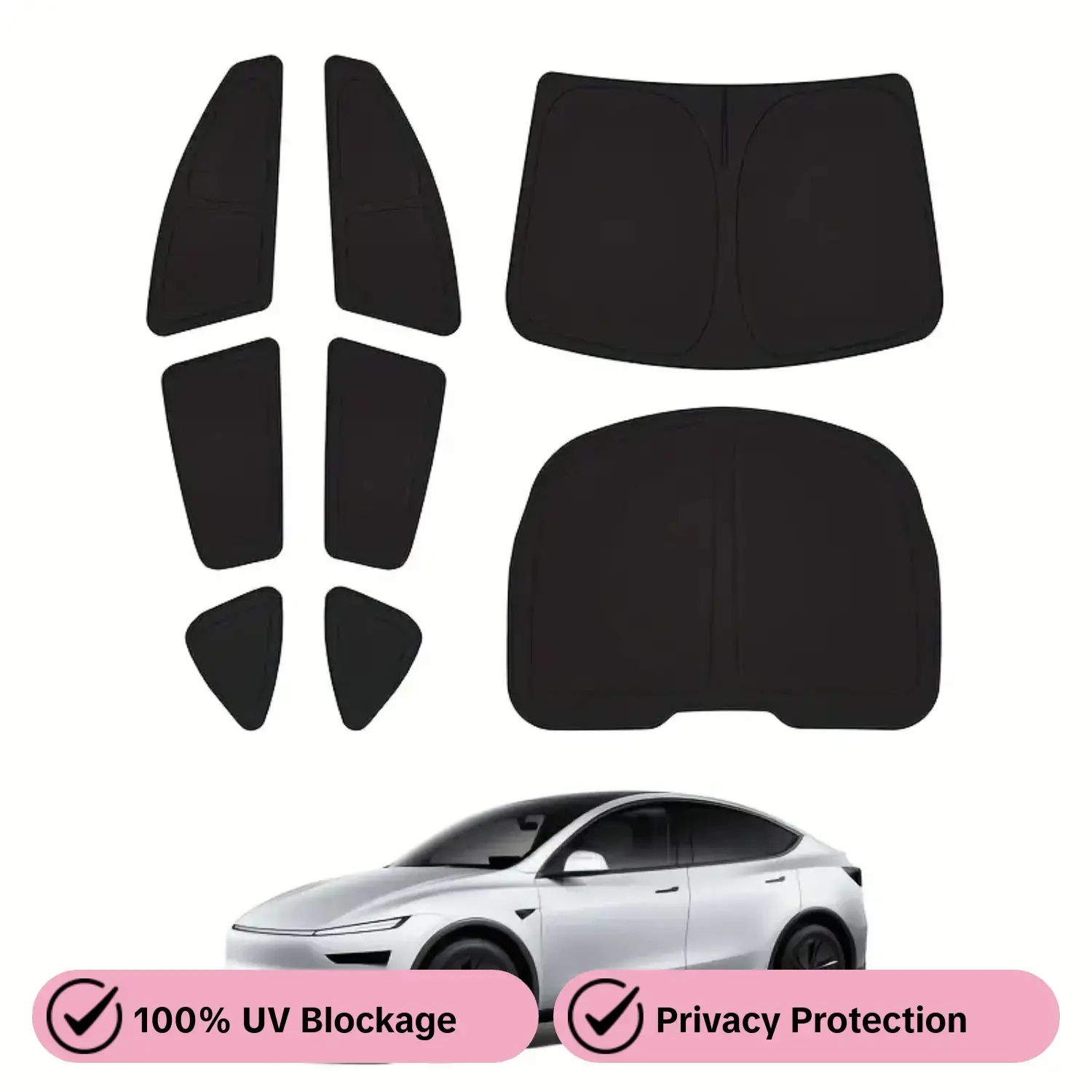 Tesla Model Y 2019-2026 Juniper/Standard Car Window Sunshade Cover Set, Car Window Shades, Sun Shades For Car Windows, Privacy Protection, 100% UV Blockage, Ideal for Camping, Napping, Changing Clothes
