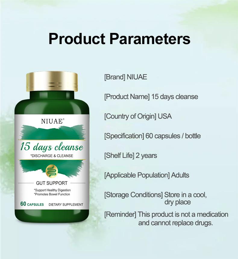 NIUAE 15-Day Cleanse Capsules – Advanced Colon Support with Senna, Cascara Sagrada & Psyllium Husk, 30 Non-GMO Capsules!