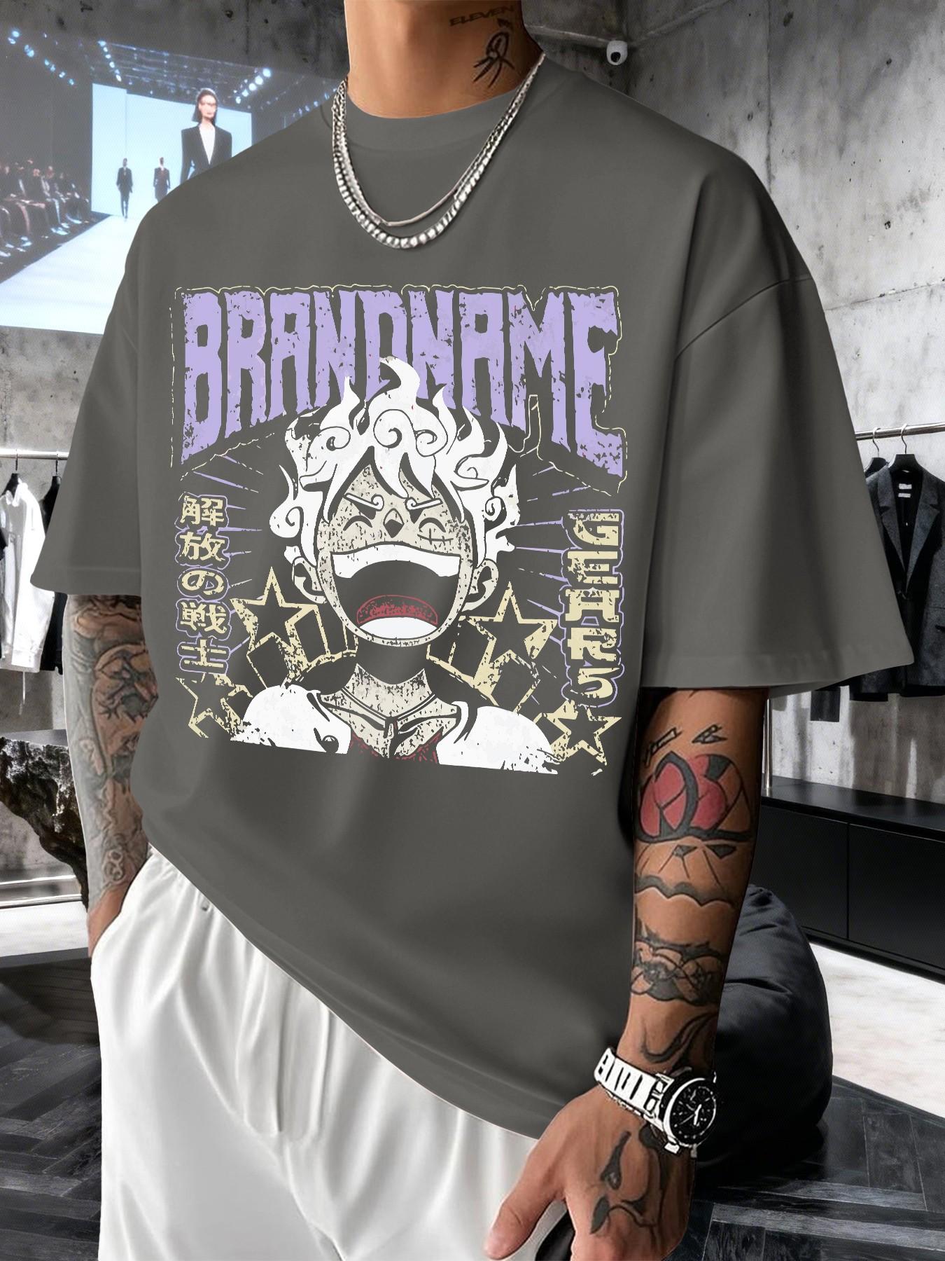 Men's Retro Anime Print T-Shirt, Casual Short Sleeve Top, Comfortable Round Neck, Slim Fit, Spring Summer Fashion, Streetwear Style