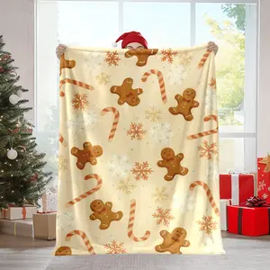 1Pc, Christmas Gingerbread Design Blanket, Cozy And Warm, Perfect Holiday Gifts For Classmates, Friends, Family, And Partners For Napping, Camping, Traveling, Cars, And Home Office Decoration