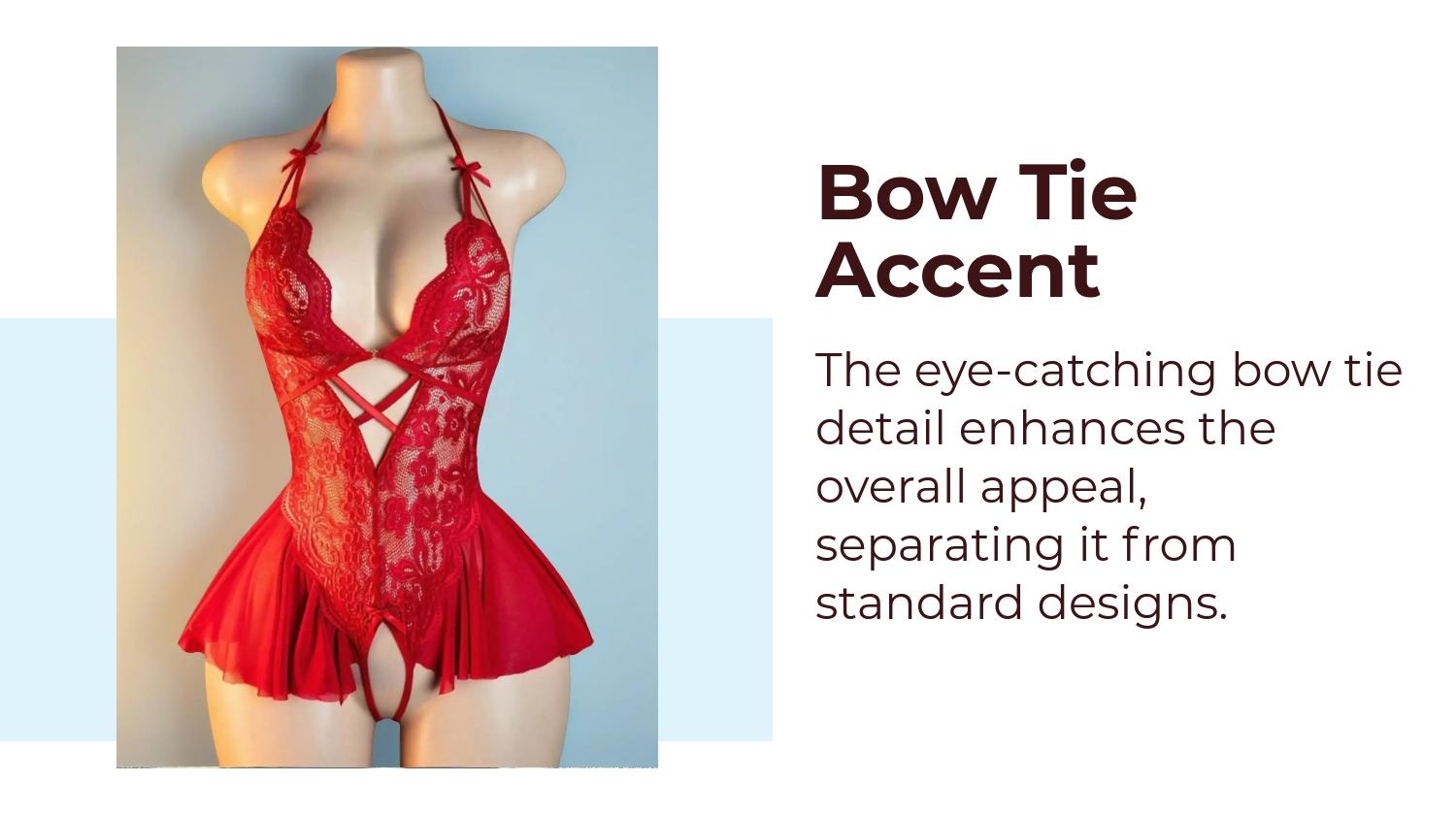 Women's Sexy One-Piece Floral Lace Bow Tie, Fitted All-Season Fashion, Perfect for Casual Wear & Stylish Occasions, Underwear