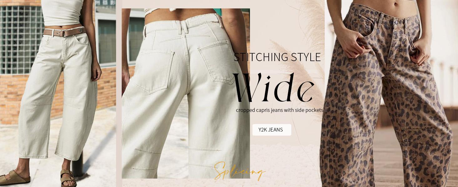 CHARTOU Women's Spring/Summer Wide Leg Loose Jeans Autumn Bucket Jeans Y2k Medium Waist Loose Jeans Pants Wideleg