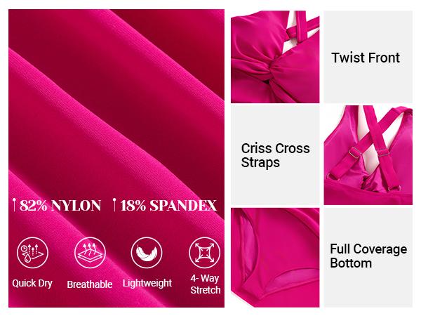 Tempt Me Women One Piece Swimdress - Tummy Control Swimsuit with Skirt Twist Front Bathing Suits Swimwear