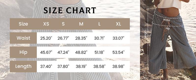 YeoKou Women  Drawstring Striped Pants Loose Wide Leg Lounge Pants Casual Palazzo Pants Trousers with Pockets Bottom Oversize