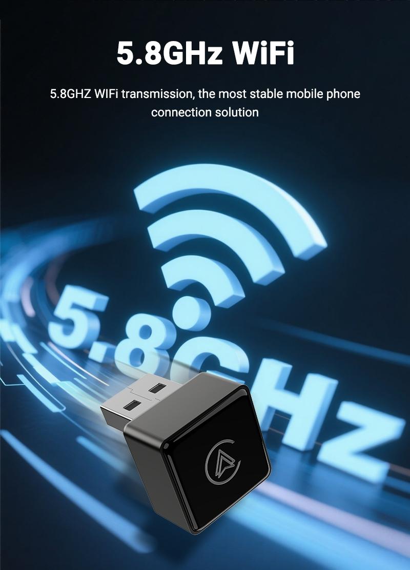 Wireless Carplay Adapter New Universal Wireless CarPlay/Android Auto Adapter 2025 New Smart Wireless CarPlay Android Auto Adapter Hassle-Free Plug&Play Stable BT WiFi Connect OTA Updates Fit 99% Vehicle