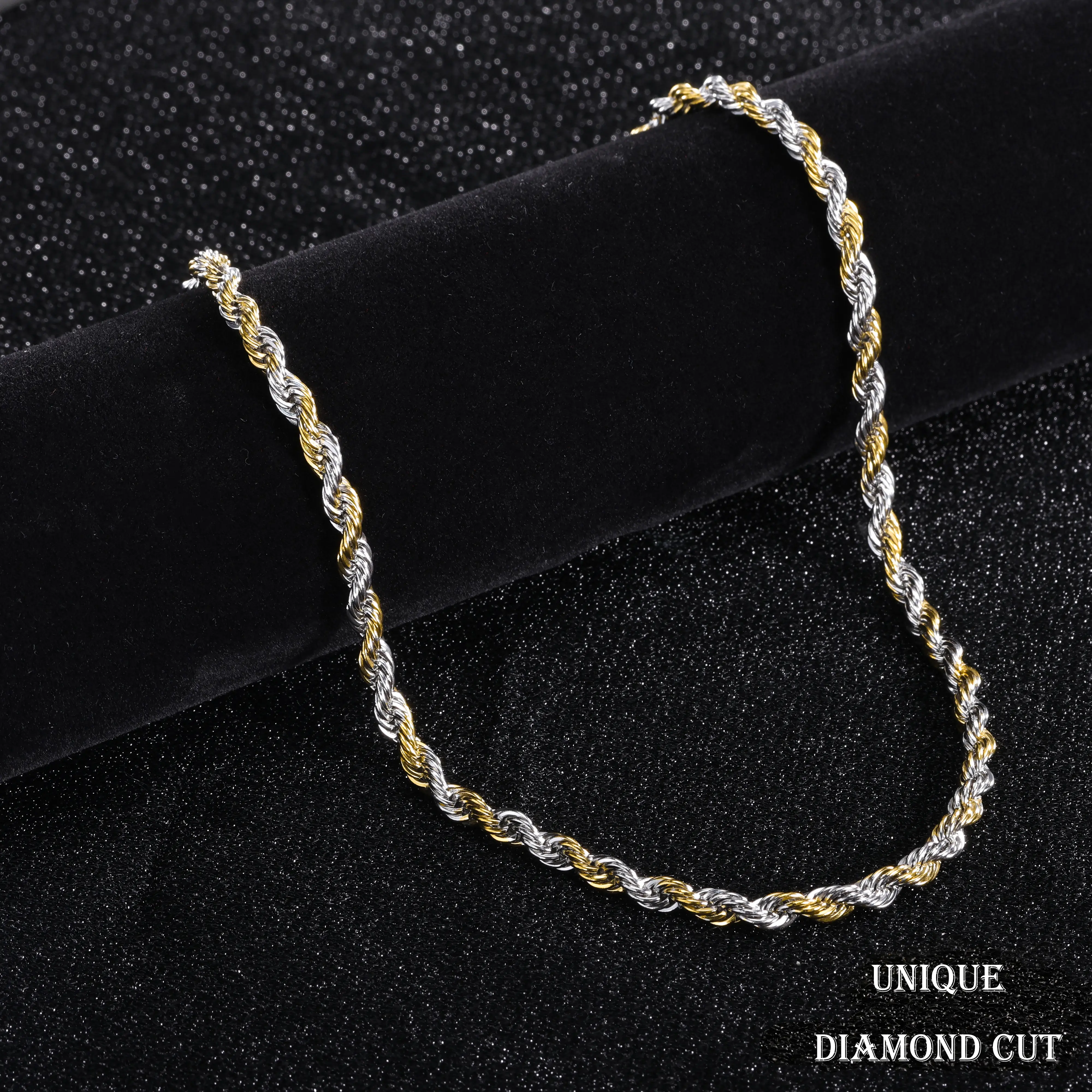 ARTPAGE 14K Real Gold-Plated Rope Chain Necklace for Women and Men,Upgraded Shine, Faceted Cut, Tarnish-Free, Two-color necklace mm, 20"/22"/24" Jewelry,Father's Day Gift