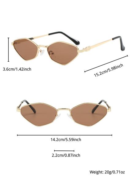 Women's Rhombic Metal Fashion Glasses, Y2K Retro Style, Unique Versatile Design, Perfect for Daily Wear & Vacation Travel