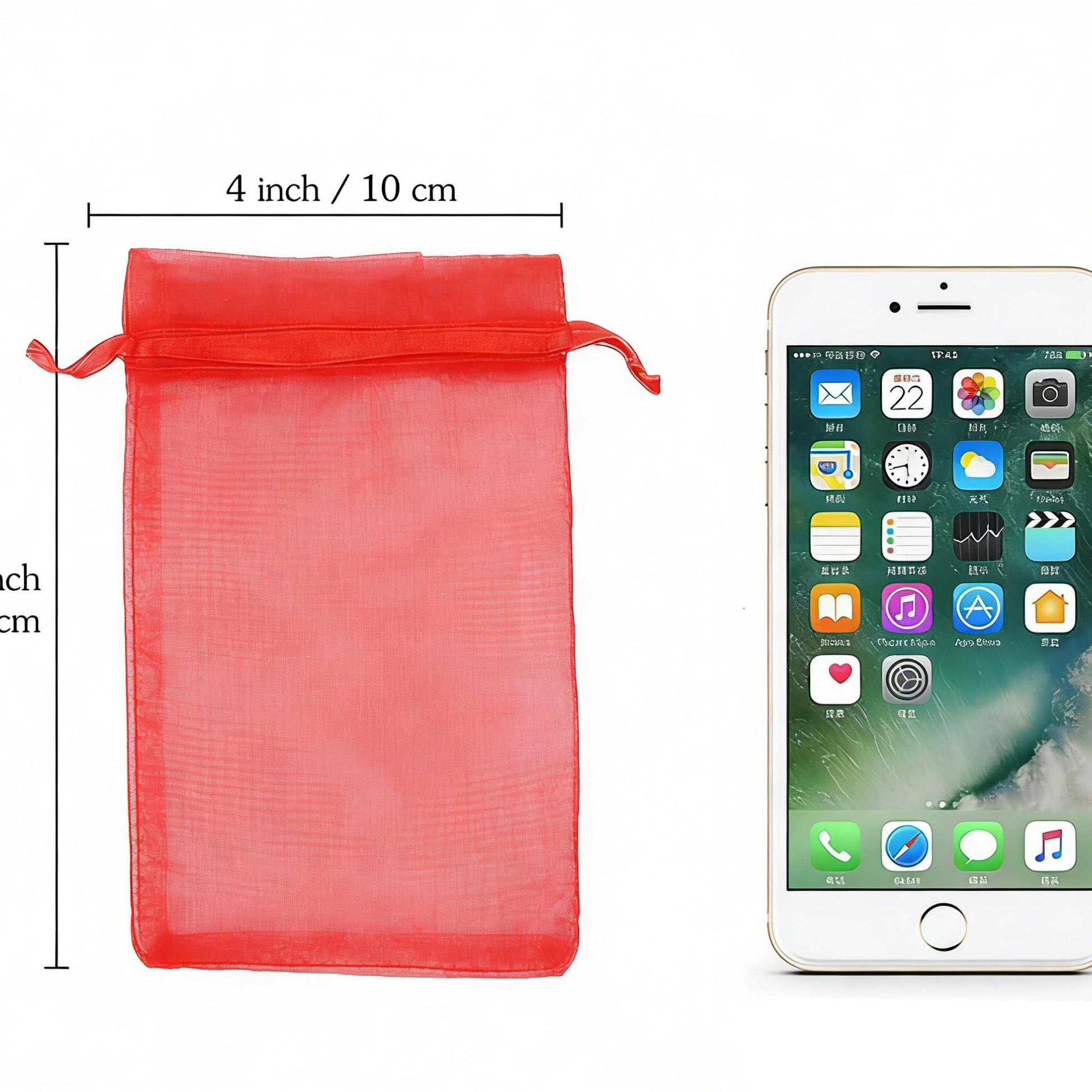 Semi-Transparent High-End Organza Mesh Bag 15cmx10cm, Drawstring Jewelry Bag, Bracelet Gift Bag for Weddings, Christmas Parties