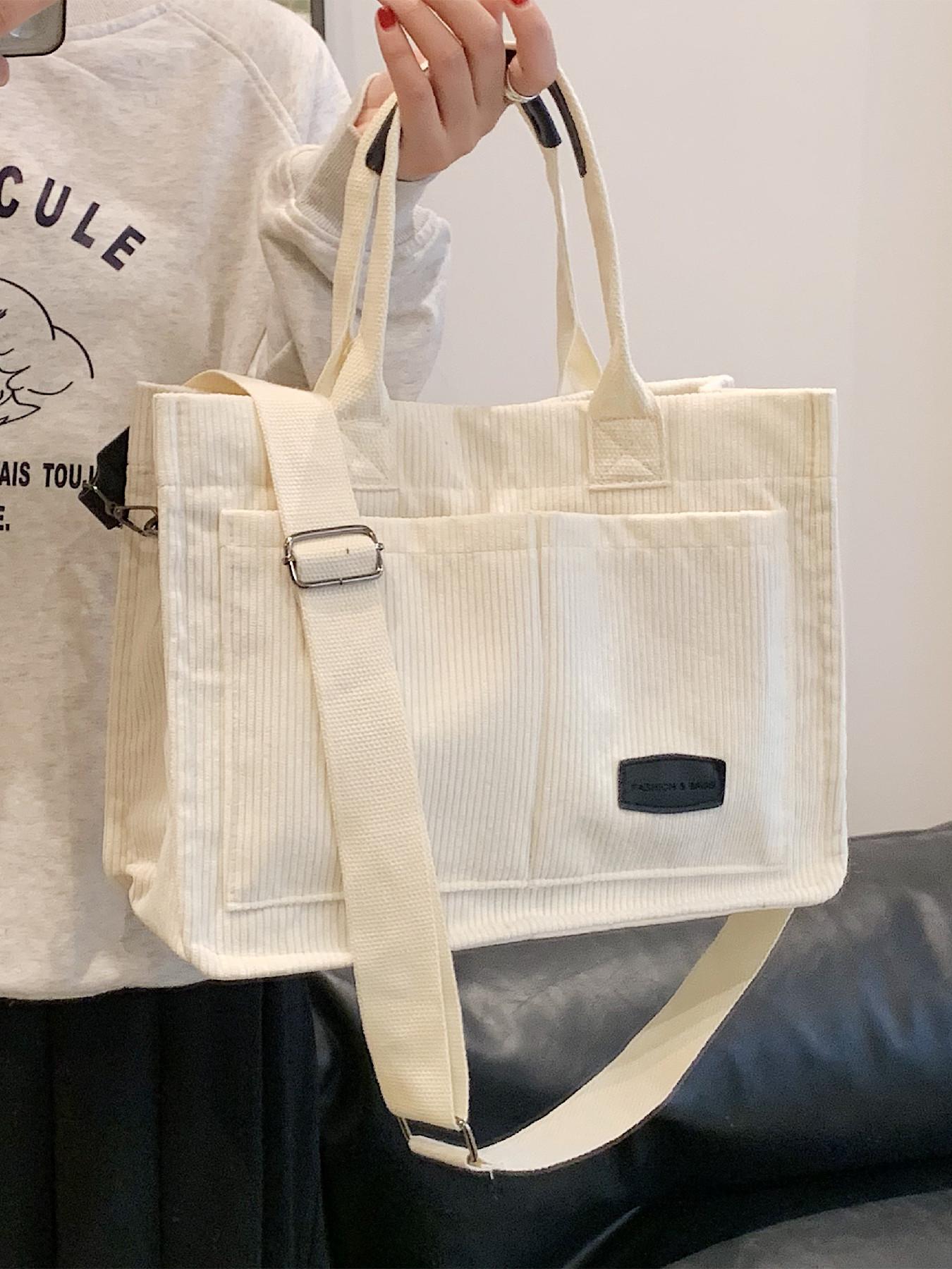 Summer Everything Tote Bag for Women, Plain/Cherry Pattern Work Bag, Everyday Shoulder Bag, Trendy Versatile Commuting Bag, Girl Large Beach Bags