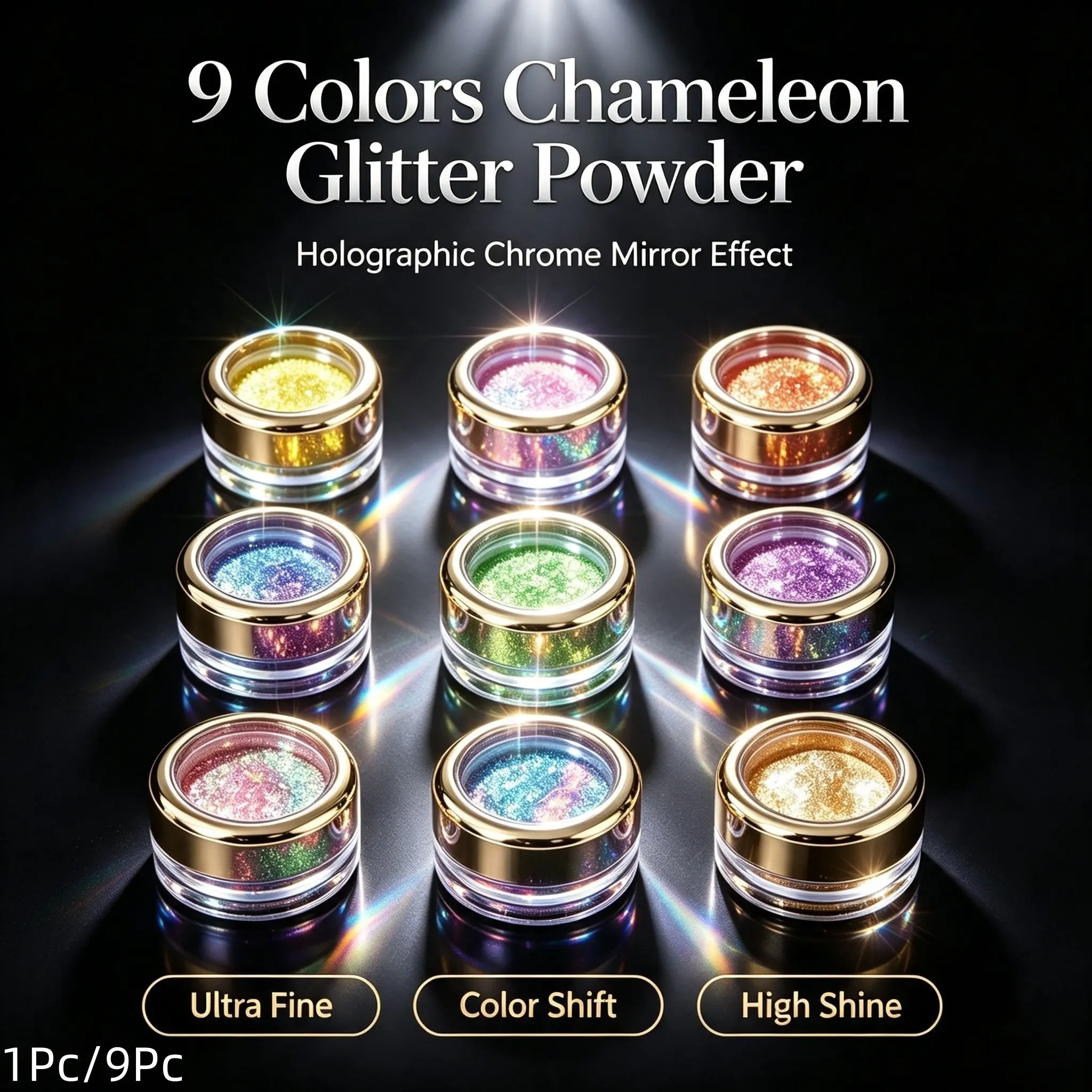 Cosmetic Chameleon Eye Shadow, New Upgrade, Quick Makeup, Rainbow Aurora Chameleon Eye Shadow Brings You Different Beauty (9 Colors/Set)