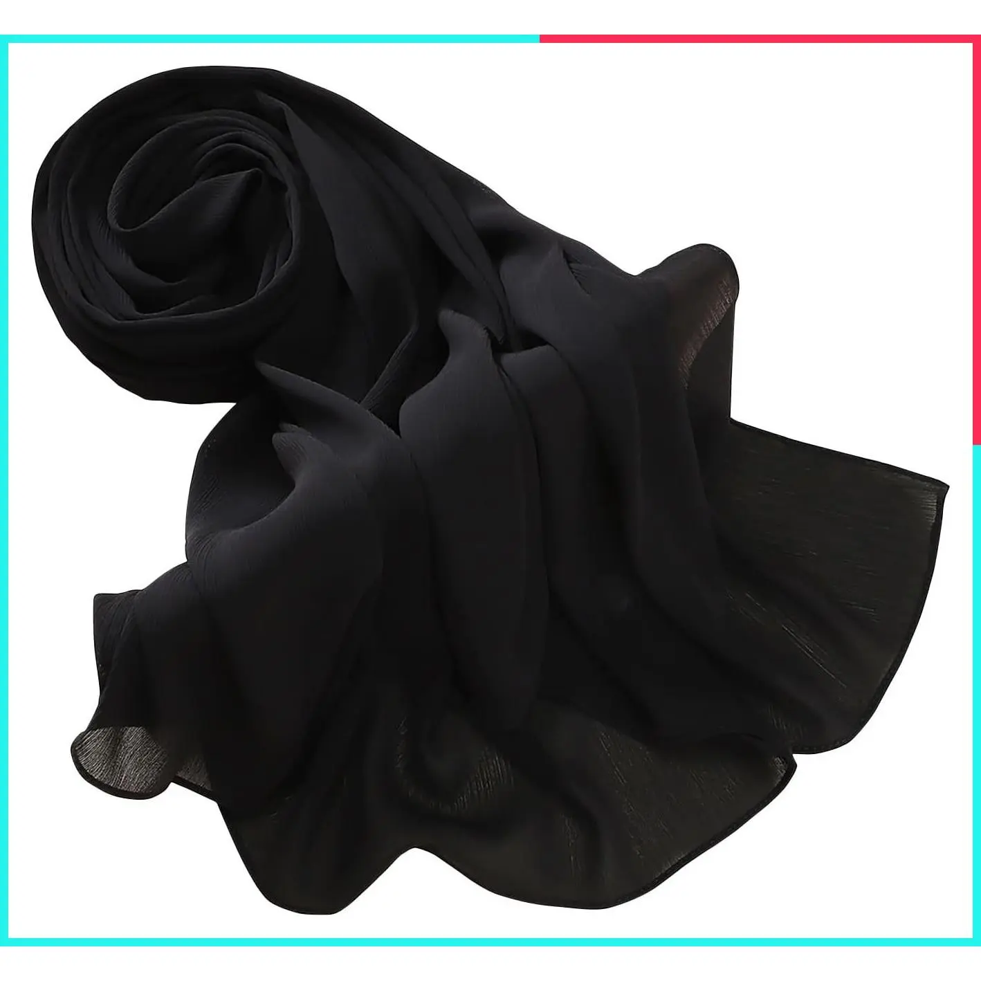 Premium Long Crinkle Chiffon Hijab Scarf for Women, Ultra Soft Muslim Head Scarf
