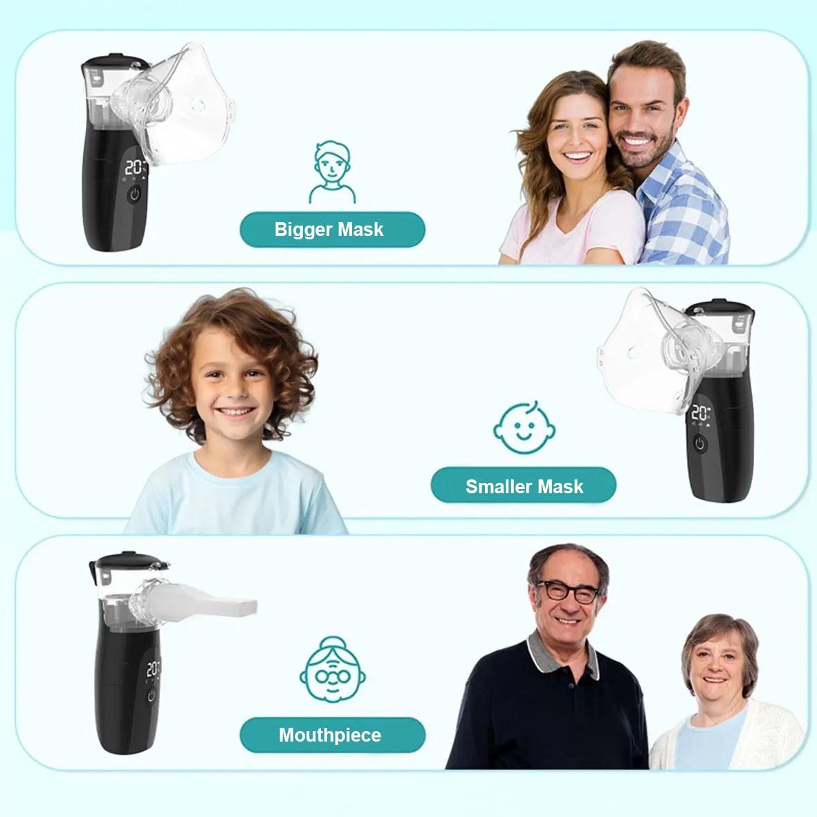 Portable Facial Steam Mask with Auto-Cleaning LED Interface, Rechargeable Handheld Humidifier for Home Travel Care, Facial Care Instrument, Includes 2 Masks + Mouthpiece