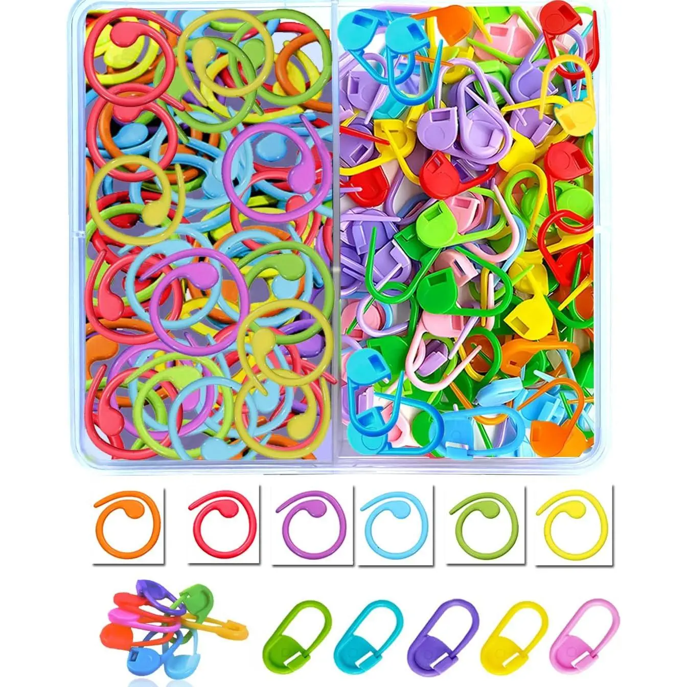 Plastic & Metal  Markers for Crocheting Knitting,Spiral Locking  Markers,Crochet Markers,Colorful Ring Yarn Markers,Knitting  Counter Row,Gifts for Crocheters Knitters