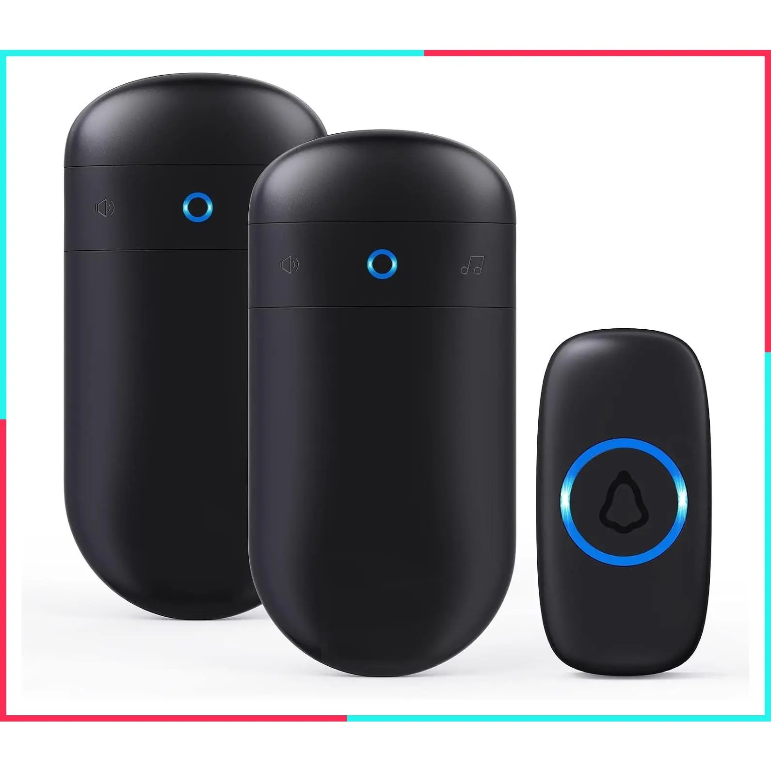 Wireless Doorbell Over 1000ft Range with 2 Plug-In Receivers, Waterproof Push Button, 52 Chimes, 110dB Loud Sound, Colorful LED Flash