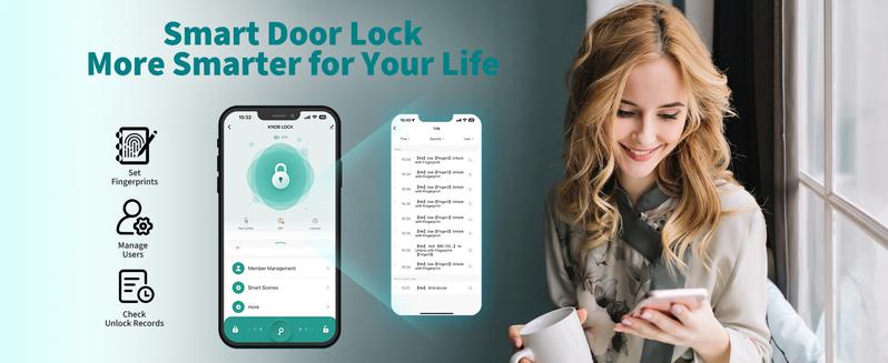 Valentine's Day Gift EuerTE Smart Lock Fingerprint Door Knob with App Control Key Type-C Port Emergency Charging Biometric Lock for Front Door Home Apartment Office FathersDayGift Valentine's Day Gift EuerTE Smart Lock Fingerprint Door Knob with App Control Key Type-C Port Emergency Charging Biometric Lock for Front Door Home Apartment Office FathersDayGift