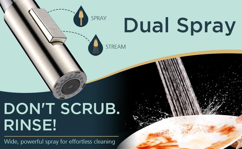 FORIOUS Kitchen Faucet with 2 Modes Pull Down Sprayer Brushed Nickel High Arc Kitchen Sink Faucet Stainless Steel Sink Basin Faucet