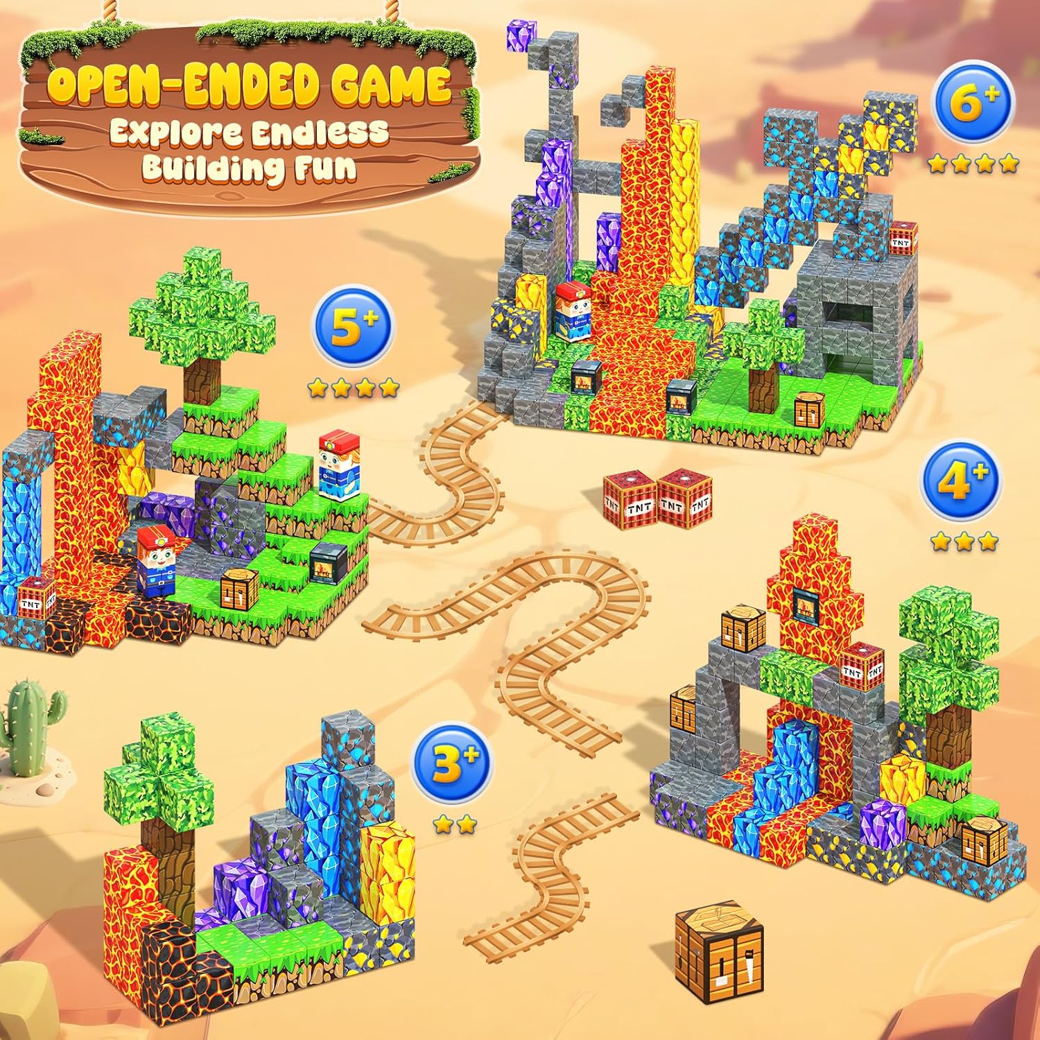 Magnetic Building Blocks-100PCS with Drawstring Bag STEM Montessori Children Sensory Toys Build Mine Magnet World Gift Set