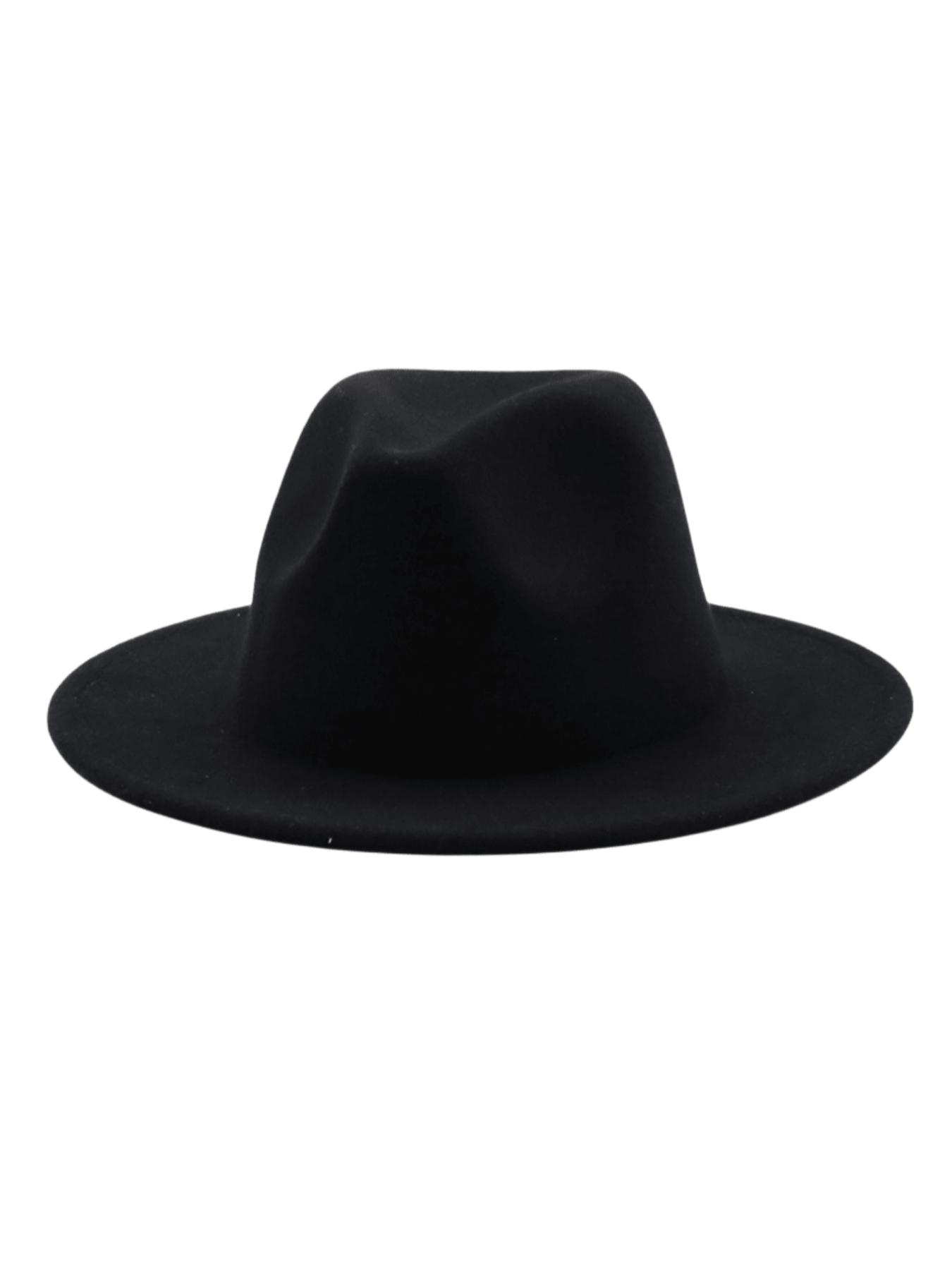 New Plain Brim Wool Hat, Elegant Fitted Jazz Hat, Vintage Cowboy Hat, All-Seasons Fashion Accessory, 1pcs