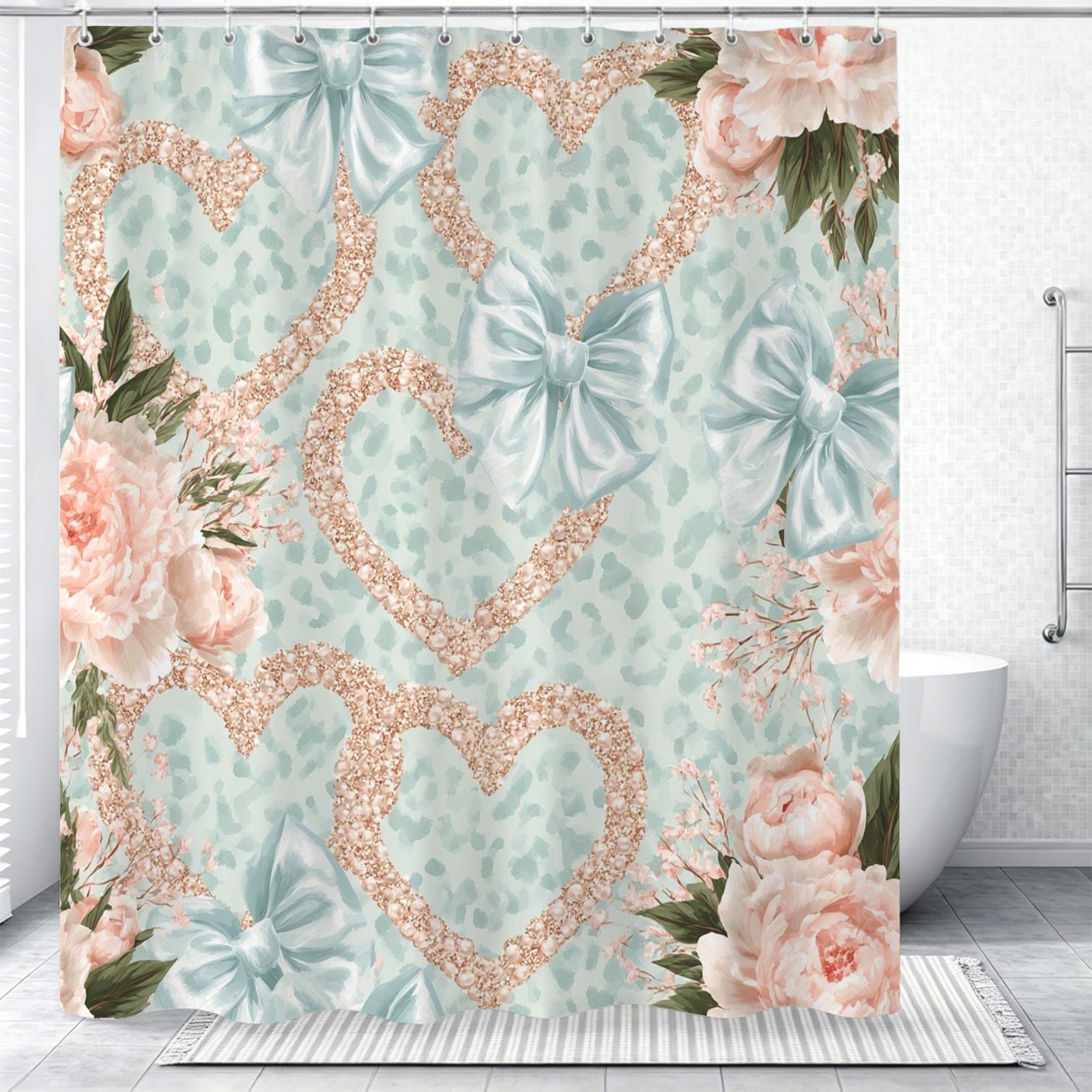 Vintage Pink Carnation Floral Waterproof Shower Curtain, Easy to Install, Perfect for Home, Hotel & Dorm Bathroom Decor