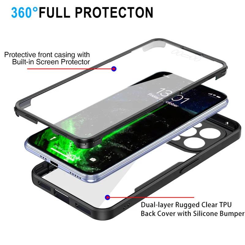 360 Full Body Front+Back Clear Case For iPhone 16 15 14 13 11 12 Pro Max Silicone  Shockproof Cover