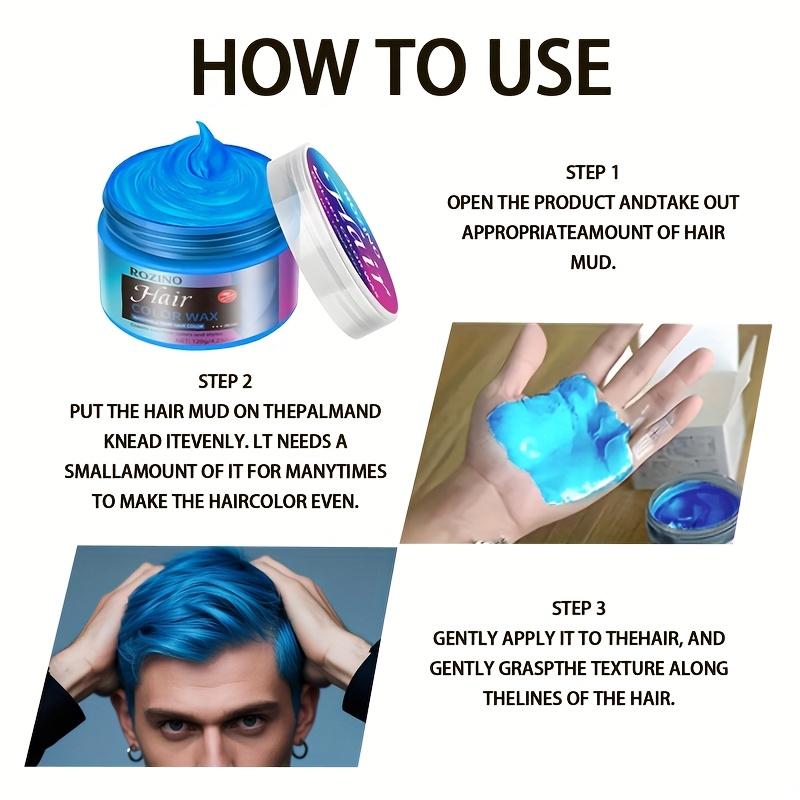 ROZINO One-Touch Blue Hair Wax Easy Color-Changing Define Exclusive Hair Color Haircare Flexible Hair Coloring Option