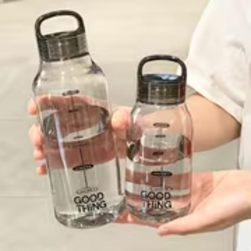 Minimalist transparent polycarbonate water bottle, leak-proof, heat-resistant, portable cup, suitable for school, home, office, outdoors, easy to carry, durable and stylish, suitable for daily use