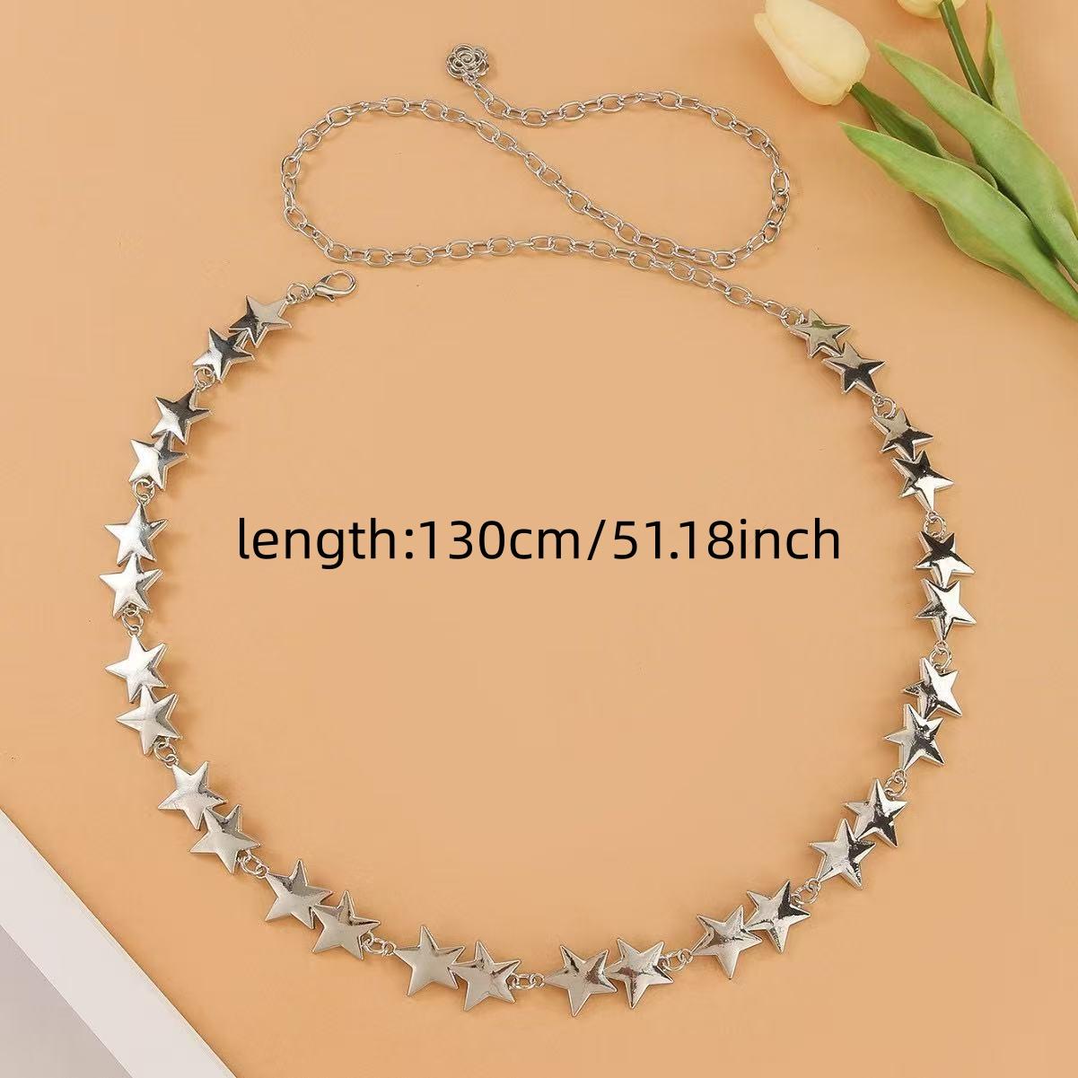 Adjustable Star Metal Chain Waist Belt, Rose Tail Design, Punk Style Fashion Accessory, Unique Hip-Hop Decorative Waistband