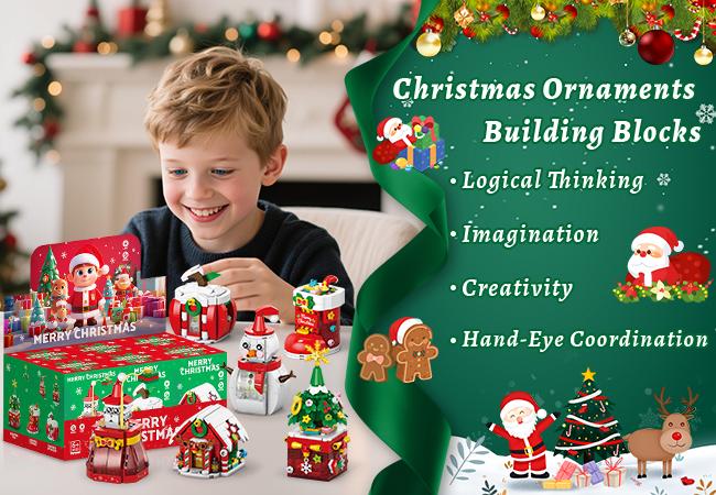 Festive Holiday Decor with SANTA CLAUS'S LUCKY BAG,CHRISTMAS APPLE HOUSE,CHRISTMAS HOUSE,CHRISTMAS TREE,CHRISTMAS SNOWMAN,CHRISTMAS STOCKINGS,With lights and music STEM Toy Christmas Gifts Boy/Girl gifts Decoration Ornaments Ornaments Decoration