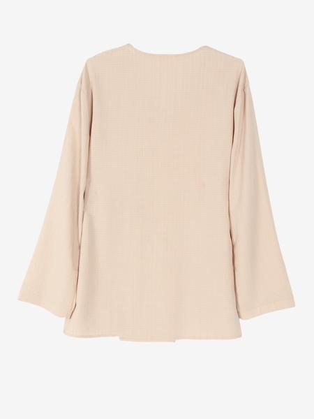 Women's Casual Loose-Fitting Tie Front Top & Pants Set, Elegant Daily Wear with Pockets, Comfortable Long Sleeve