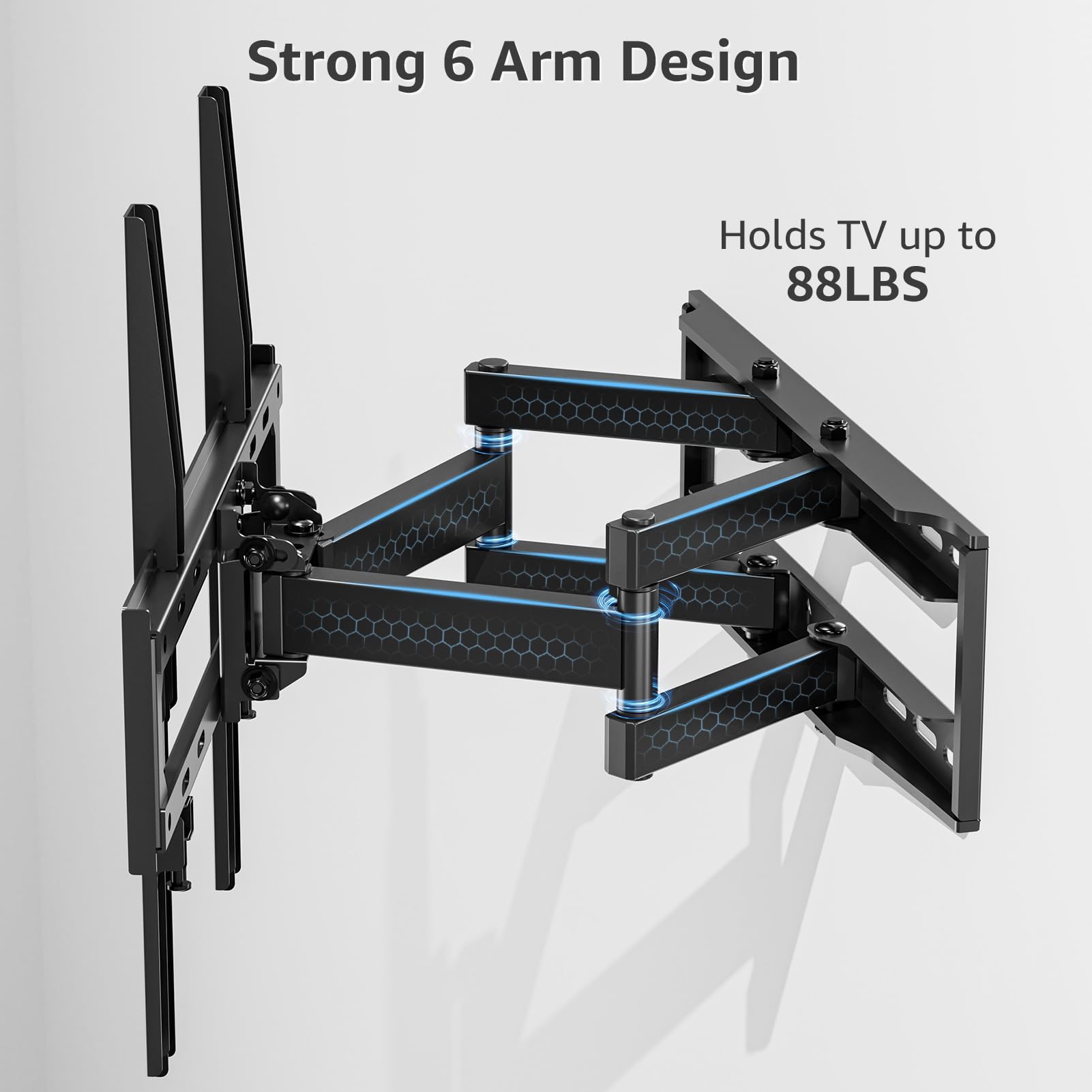 MOUNTUP 26"-65" UL Listed Full Motion TV Wall Mount, Fit 16" Wood Stud, Dual Swivel Articulating Arm Max VESA 400x400mm up to 88 LBS, MU0010-B