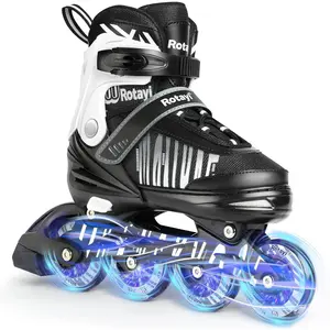 Adjustable Inline Skates for Girls and Boys with Full Light Up Wheels, Fun Illuminating Beginner Roller Skates Blades for Kids Youth Adult Women and Men, Outdoor and Indoor