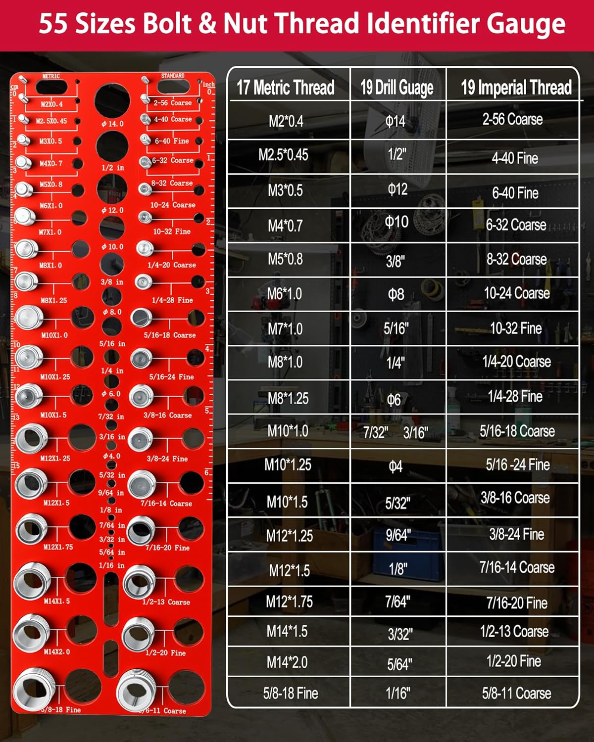 Thread Checker, 55 Nut and Bolt Thread Checker, Screw Size and Thread ...