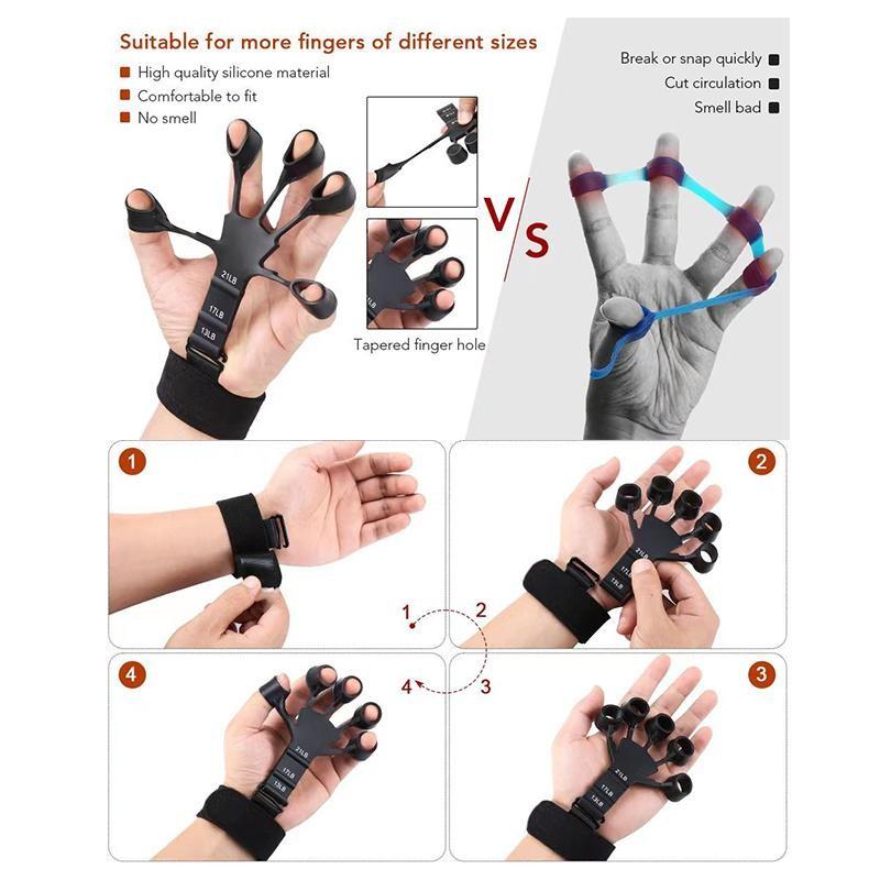 2-Pack Silicone Vein Trainer, Adult Fitness Resistance Bands, Portable Hand and Forearm Muscle Exercise Device, Adjustable Grip Strength