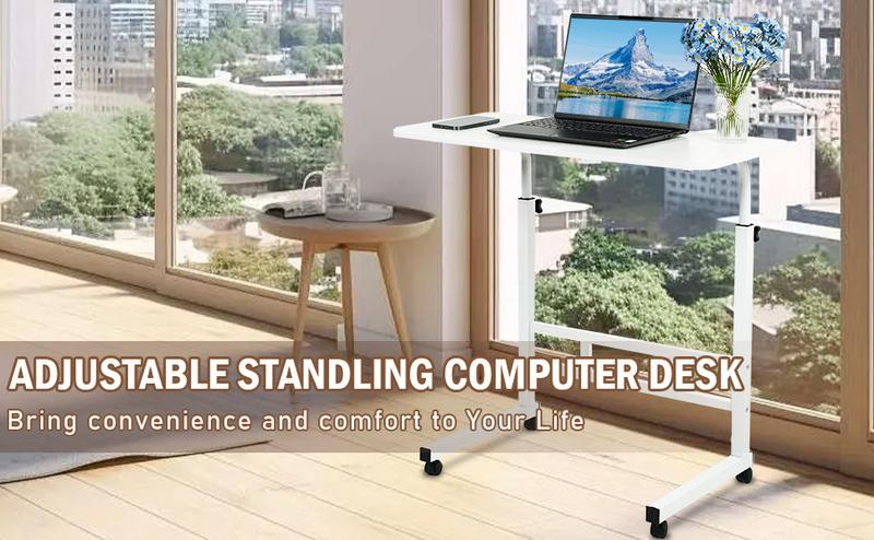 Mean yeah-Mobile Standing Desk, Laptop Desk Height Adjustable, Rolling Standing Laptop Desk with Wheels, Ergonomic Sit-Stand Workstation, for Home Office