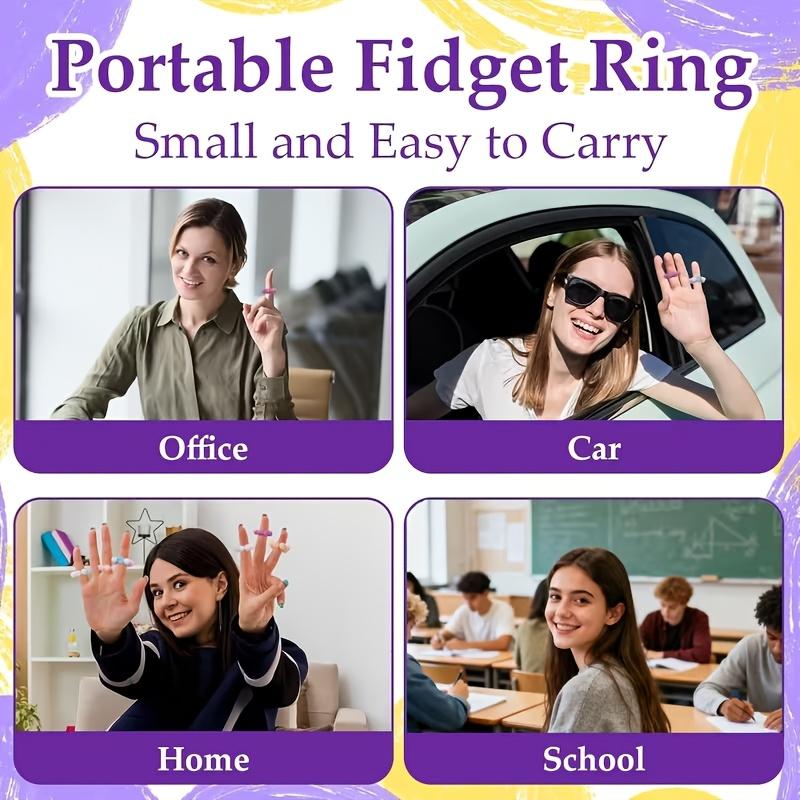 5Pcs sensory spike ring -. Adjustable ring, multi-color and gradual change. Suitable for adults, finger massager. Different touch spike beads decompress rings, available in home, outdoor, school, office, travel and other scenes - various holiday