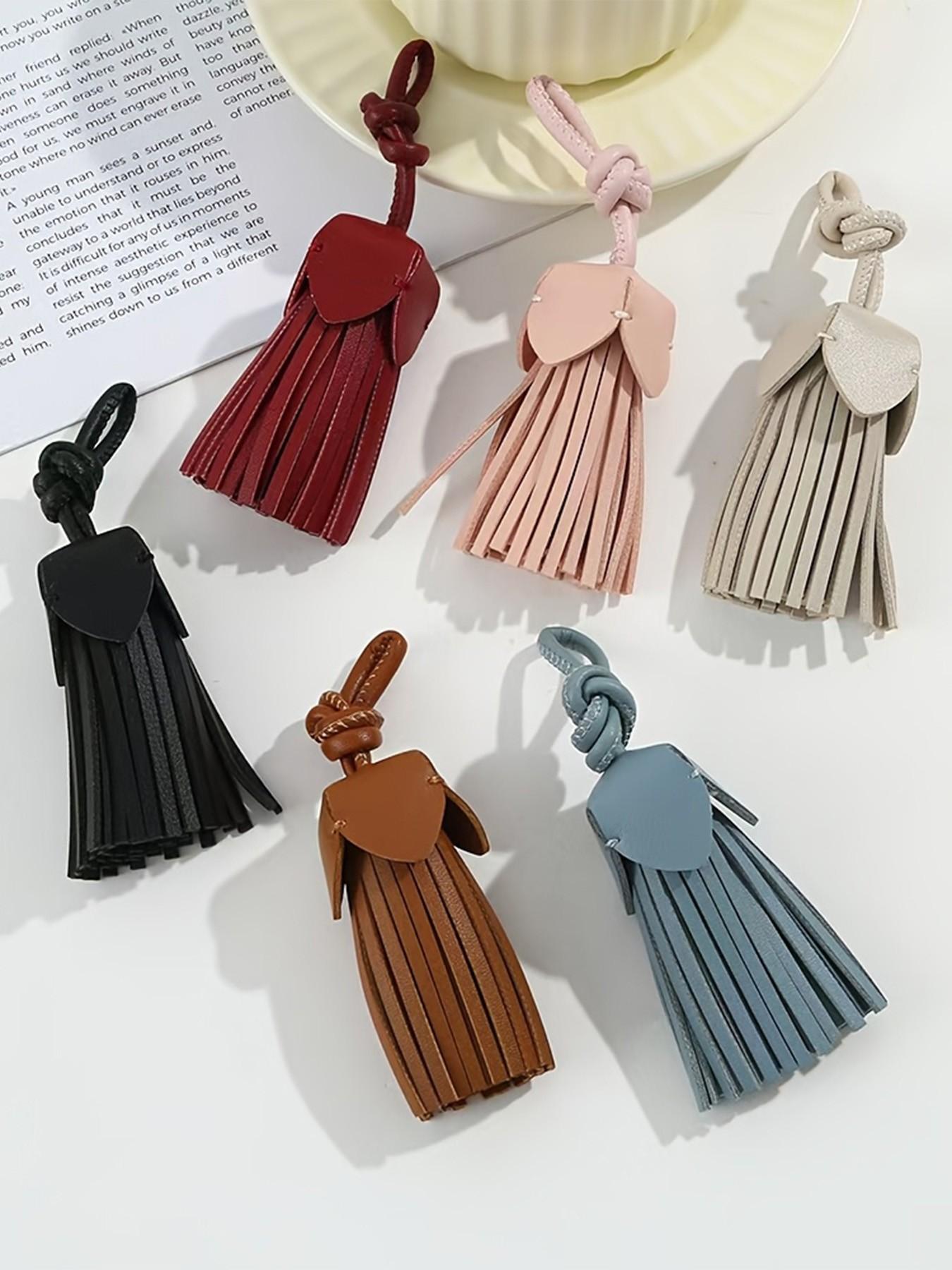 Simple Fashion PU Leather Tassel Bag Charm, Keychain Accessory for All Seasons, Casual Plain Design, Perfect Holiday Gift