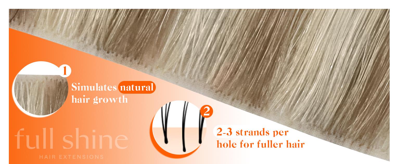 Full Shine Injected Seamless Clip In Injection Hair Extensions Invisi Edge PU Clip ins Real Human Hair Blonde Highlight Seamless Clip in Human Hair Extensions PU Skin Weft Add Volume 6 Pcs 100 Grams Hairpiece